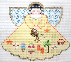 Painted Pony Designs Day of the Beach Angel w/charms Needlepoint Canvas