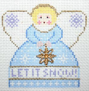 Painted Pony Designs Let It Snow (ice blue) Mini-Angel Needlepoint Canvas