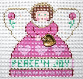Painted Pony Designs Peace 'n Joy (raspberry) Mini-Angel Needlepoint Canvas