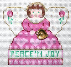 Painted Pony Designs Peace 'n Joy (raspberry) Mini-Angel Needlepoint Canvas