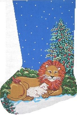 Cooper Oaks Design Lion and the Lamb Sock Needlepoint Canvas