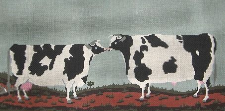 Cooper Oaks Design Kissing Cows Needlepoint Canvas