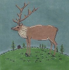 Cooper Oaks Design Folk Elk Needlepoint Canvas