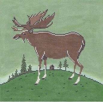 Cooper Oaks Design Folk Moose Needlepoint Canvas