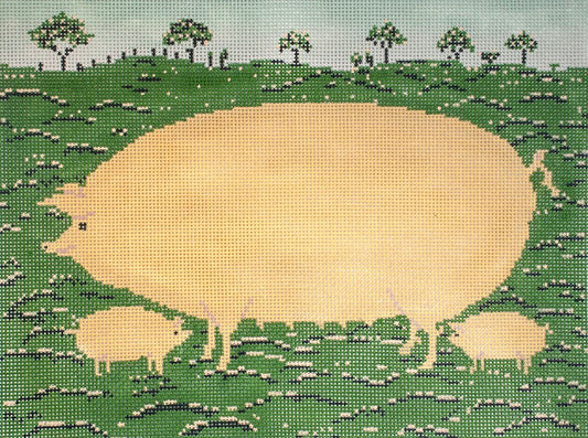 Cooper Oaks Design Pig Family WK Needlepoint Canvas