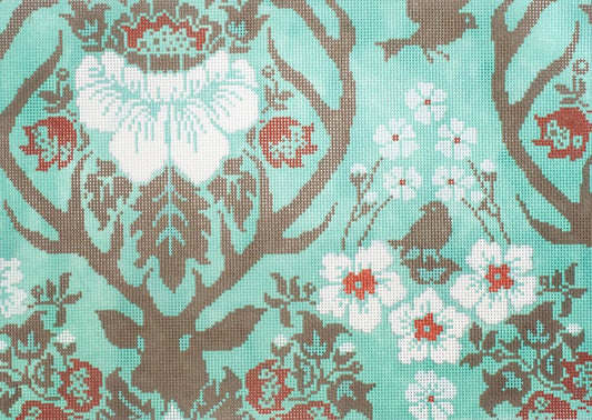 Cooper Oaks Design Antler Damask-Celadon Needlepoint Canvas