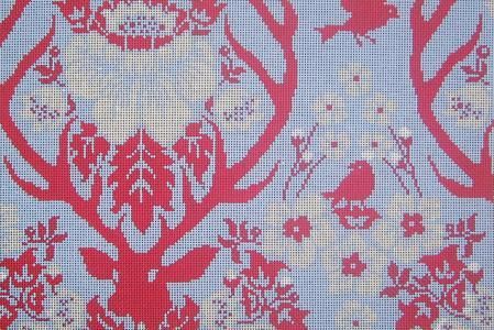 Cooper Oaks Design Antler Damask-Sky Needlepoint Canvas