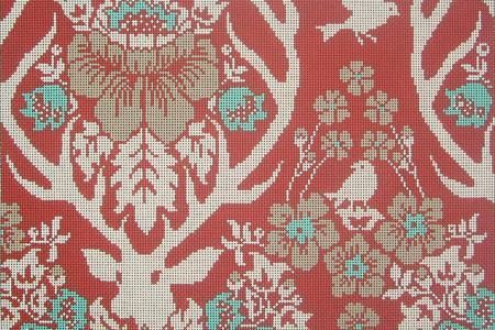 Cooper Oaks Design Antler Damask- Terra Cotta Needlepoint Canvas