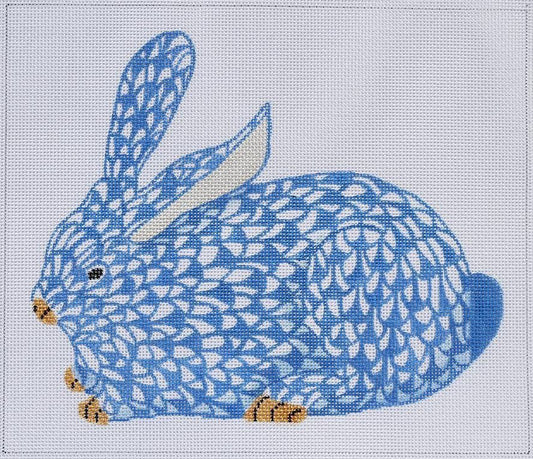 Kate Dickerson Needlepoint Collections Herend Crouching Bunny Blue Needlepoint Canvas