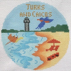 Silver Needle Travel Round Turks & Caicos Ornament Needlepoint Canvas