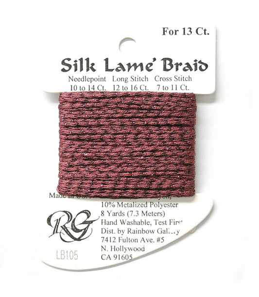 Rainbow Gallery Silk Lame Braid 13 - 105 Wine