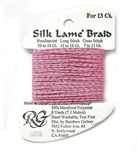 Rainbow Gallery Silk Lame Braid 13 - 109 Medium Raspberry