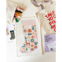 Unwind Studio Folk Christmas Stocking - Pink Needlepoint Kit