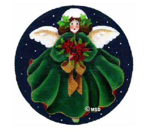 Melissa Shirley Designs December Angel - Poinsettias Needlepoint Canvas