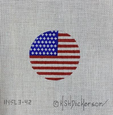 Kate Dickerson Needlepoint Collections Round American Flag Red White and Blue Needlepoint Canvas