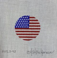 Kate Dickerson Needlepoint Collections Round American Flag Red White and Blue Needlepoint Canvas