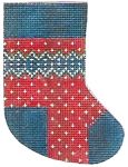 KCN Designers Blue/red Mini Stocking Needlepoint Canvas