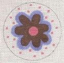 KCN Designers Black Flower Luggage Tag Needlepoint Canvas
