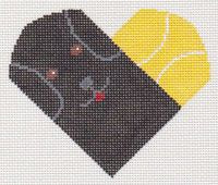 KCN Designers Black Puppy&Ball Heart Needlepoint Canvas