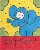 KCN Designers Blue Elephant Misc Needlepoint Canvas