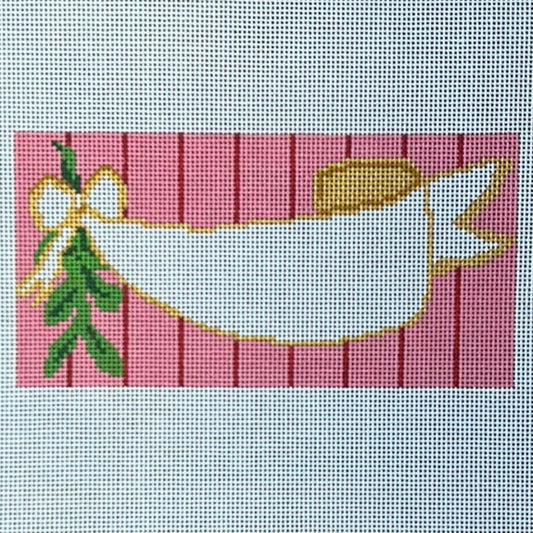 The Gingham Stitchery Krissy Johnson Designs Mistletoe Scroll Insert Needlepoint Canvas