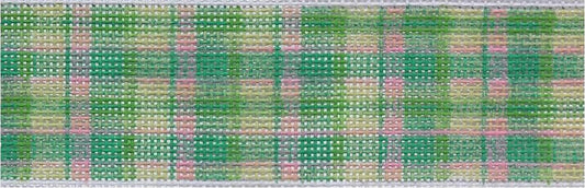 Kate Dickerson Needlepoint Collections Belt - Madras Single Pattern - Greens, Soft Lime & Pink Needlepoint Canvas