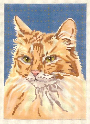 Barbara Russell Orange/Cream Cat Needlepoint Canvas