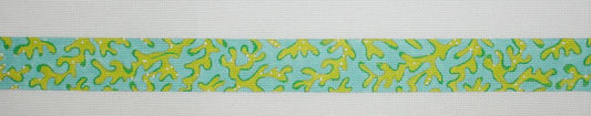 Kate Dickerson Needlepoint Collections Belt - Lilly-Inspired Seaweed - Lime on Caribbean Needlepoint Canvas