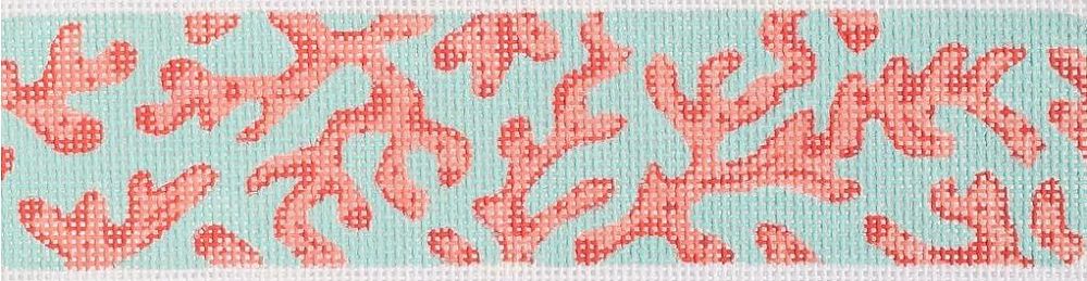 Kate Dickerson Needlepoint Collections Red Coral On Caribbean Belt Needlepoint Canvas