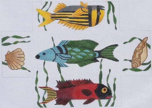 Kate Dickerson Needlepoint Collections Tropical Fish Brick Needlepoint Canvas