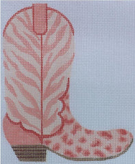 Kate Dickerson Needlepoint Collections Cowgirl Boot - Coral Cheetah (Right) Needlepoint Canvas