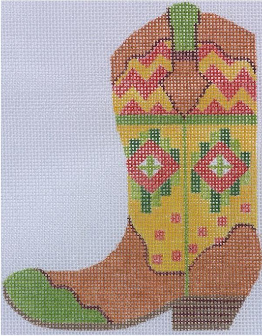 Kate Dickerson Needlepoint Collections Cowgirl Boot - Zigzag Southwest (Left) Needlepoint Canvas