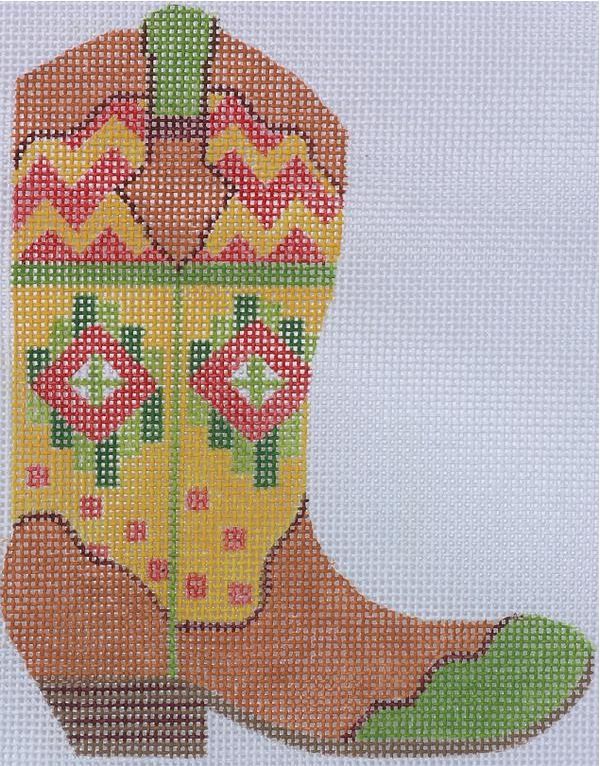 Kate Dickerson Needlepoint Collections Cowgirl Boot - Zigzag Southwest (Right) Needlepoint Canvas