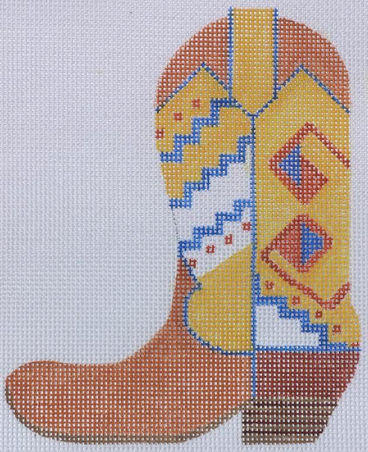 Kate Dickerson Needlepoint Collections Cowgirl Boot - Dhurrie Southwest (Left) Needlepoint Canvas