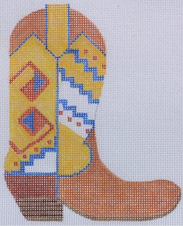 Kate Dickerson Needlepoint Collections Cowgirl Boot - Dhurrie Southwest (Right) Needlepoint Canvas