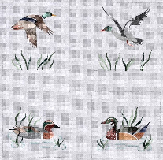 Kate Dickerson Needlepoint Collections Wild Ducks Coasters Needlepoint Canvas