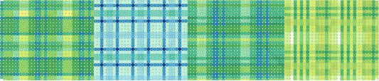 Kate Dickerson Needlepoint Collections Cuff - Madras Patchwork - Blues & Greens Needlepoint Canvas
