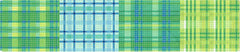 Kate Dickerson Needlepoint Collections Cuff - Madras Patchwork - Blues & Greens Needlepoint Canvas
