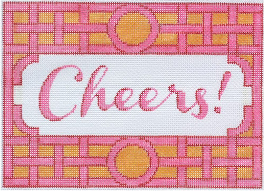Kate Dickerson Needlepoint Collections Cheers with Trellis Border Needlepoint Canvas