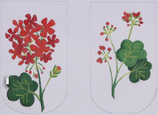 Kate Dickerson Needlepoint Collections Red Geraniums Eyeglass Case Needlepoint Canvas