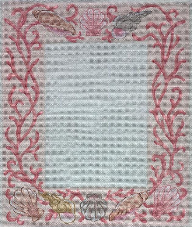 Kate Dickerson Needlepoint Collections Mixed Shells & Coral Frame Needlepoint Canvas