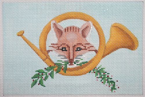 Kate Dickerson Needlepoint Collections Fox & Hunting Horn Insert Needlepoint Canvas