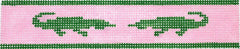 Kate Dickerson Needlepoint Collections Key Fob - Green Gators on Pink Needlepoint Canvas