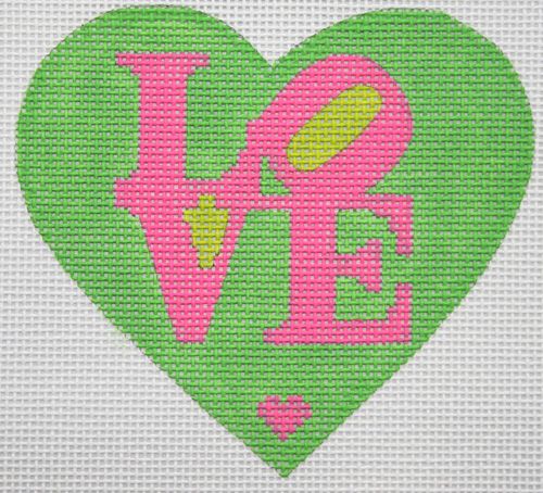Kate Dickerson Needlepoint Collections Robert Indiana Love Mini Heart Needlepoint Canvas