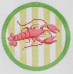 Kate Dickerson Needlepoint Collections Lobster Mini Round Needlepoint Canvas