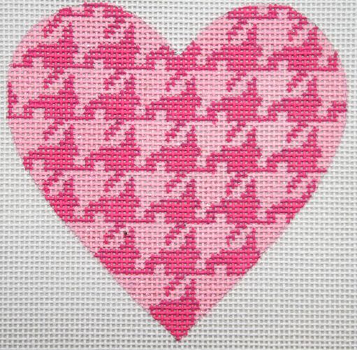 Kate Dickerson Needlepoint Collections Houndstooth Mini Heart Needlepoint Canvas