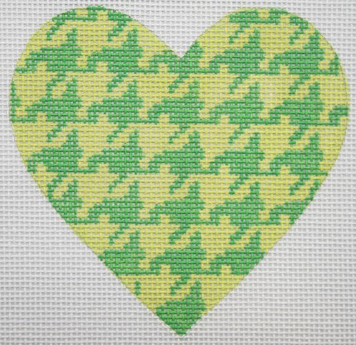 Kate Dickerson Needlepoint Collections Houndstooth Kelly Mini Heart Needlepoint Canvas