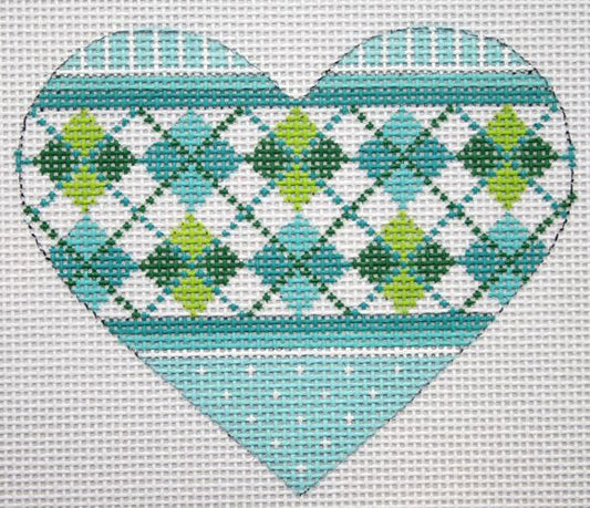 Kate Dickerson Needlepoint Collections Argyle Mini Heart Needlepoint Canvas