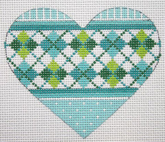 Kate Dickerson Needlepoint Collections Argyle Mini Heart Needlepoint Canvas