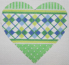 Kate Dickerson Needlepoint Collections Argyle Mini Heart Needlepoint Canvas